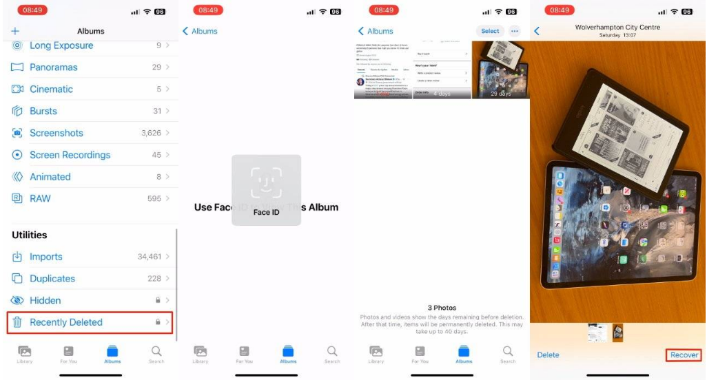 平乐苹果14维修分享 iPhone14 上恢复已删除的照片 