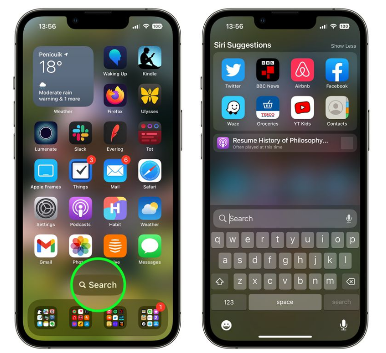 平乐苹果手机维修分享升级到 iOS 16 后，如何删除主屏幕上的搜索按钮 